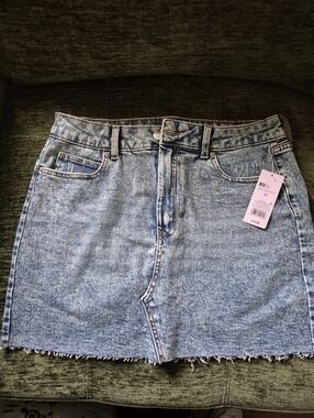 Light Blue Washed Denim Mini Skirt